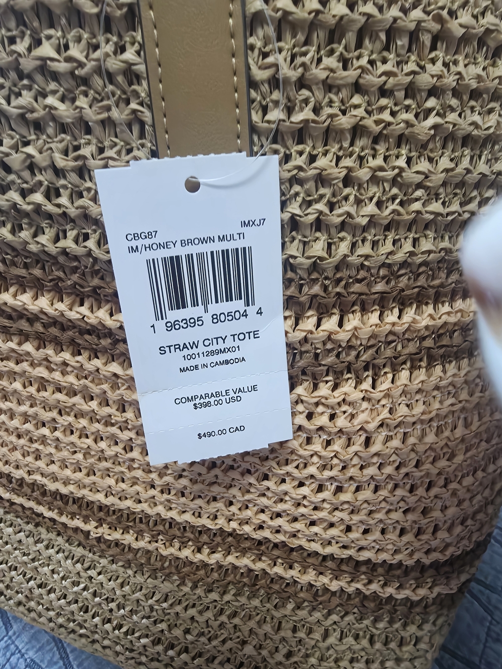 Coach Woven Straw Tote with Brown Leather Trim, NWT! - Picture 10 of 13